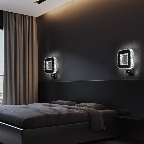 Kristallen wandlamp voor binnen, 12W, 1080lm, moderne LED-kristallen wandlamp, decoratie wandlamp voor slaapkamer, eetkamer, foyer, koel wit 6000K