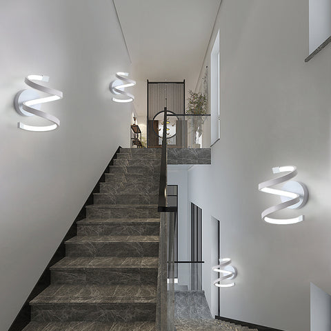 LED-wandlamp voor binnen, 18W witte spiraalvormige wandlamp, moderne wandlamp voor slaapkamer, gang, kantoor, koud wit licht 6500K