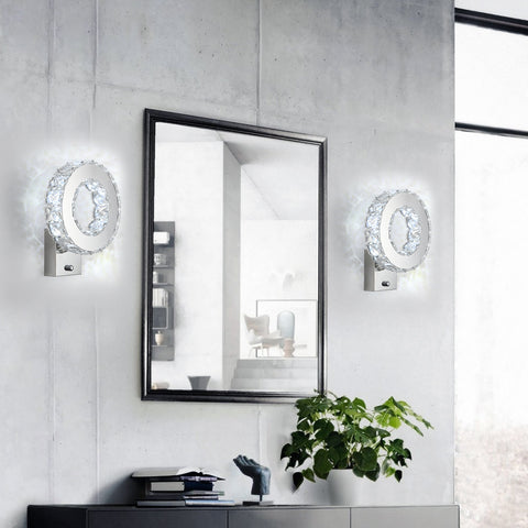 LED-wandlamp voor binnen, kristallen wandlamp, 9W koel wit licht 6000K modern design decoratie wandlamp voor woonkamer slaapkamer hal badkamer 24x20x10CM