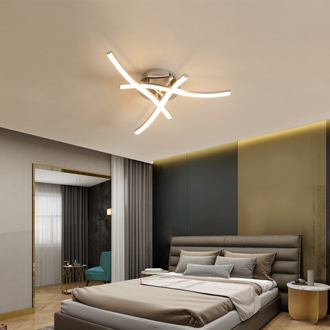 Dimbare LED-plafondlamp, plafondlamp met afstandsbediening, 18W moderne rimpelontwerp kroonluchterlamp voor slaapkamer woonkamer hal