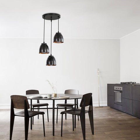 3 retro hanglampen, industriële hol gesneden kroonluchter, E27 vintage metalen plafondlamp, verlichting voor woonkamer keuken gang restaurant loft café bar