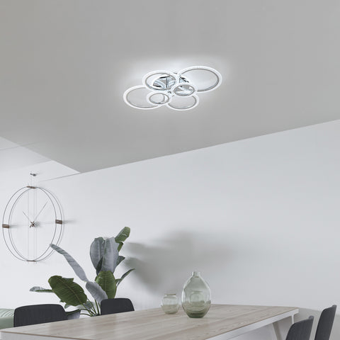 Plafonnier LED 92W,Lampe de Plafond Modernes avec 6 Anneaux, 9200LM 6500K Plafonnier Blanc Froid