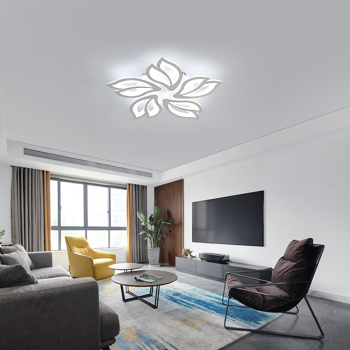 Plafonnier LED Dimmable, Creative Fleur de Forme Lampe de Plafond Moderne Lustres LED