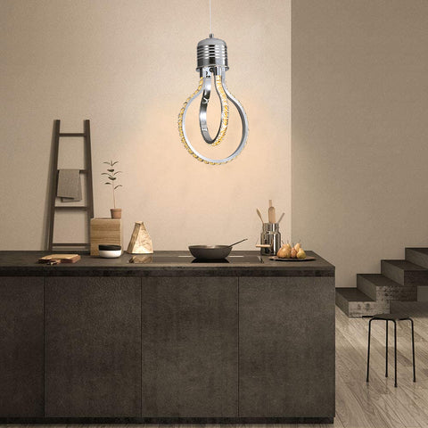 Moderne kroonluchter, LED-kristallen plafondlamp 21w 3000k, aluminium hanglamp voor slaapkamer keuken eetkamer bar gang tentoonstellingshal, in hoogte verstelbaar