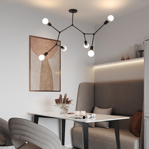 E27 plafondlamp, meerkoppige kroonluchters, zwarte moderne verlichting voor woonkamer, slaapkamer