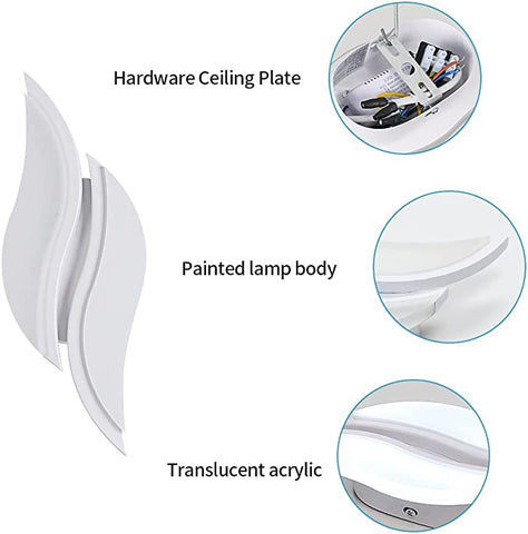 LED-wandlamp voor binnen, moderne wandlamp 20W 2300LM, acrylverlichting wandlamp voor woonkamer slaapkamer trap 6500K koel wit licht witte kleur