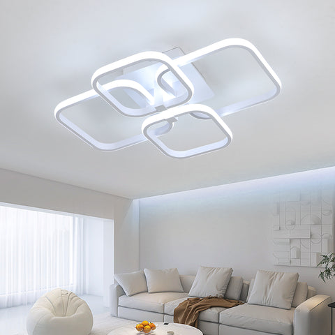 LED-plafondlamp, moderne woonkamer plafondlamp, driekleurig licht 3000K, eenvoudig vierkant wit plafondlamparmatuur voor slaapkamer kantoorkamer, 58X46CM