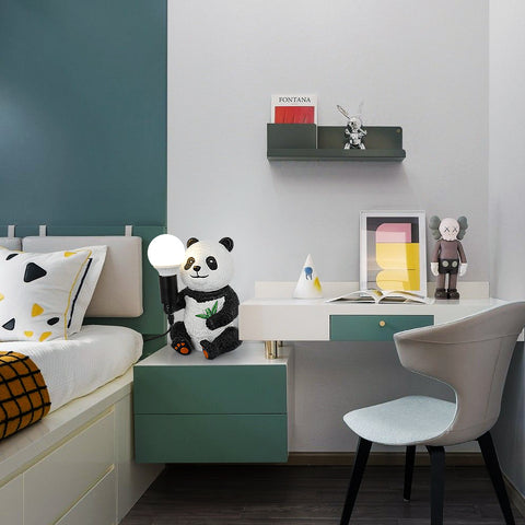 Hars Panda Design tafellampen, modern creatief nachtlampje met plug-in snoer, dieren LED-bureaulamp, woondecoratie bedlampje