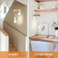 1 st Europese stijl witte wandlamp slaapkamer studie bedlampje retro wandlamp hout kunst decoratie wandlamp zonder lamp