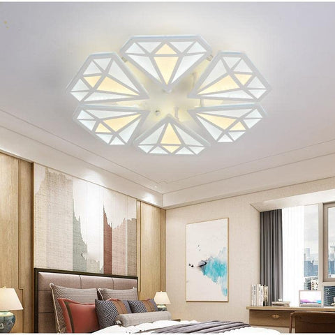 Moderne LED-plafondlamp, 60W diamanten woonkamer plafondlamp, plafondkroonluchter voor slaapkamer woonkamer eetkamer (warm wit licht 6 koppen)