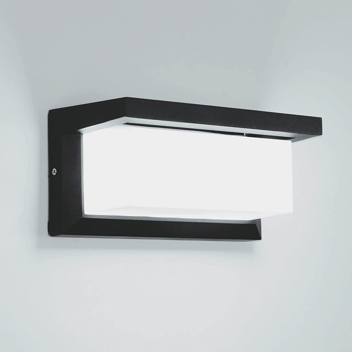 16W buitenwandlamp, IP65 waterdichte LED-wandlamp, vierkante waterdichte buitenwandlampen voor balkon tuinterras, koud wit 6500K, zwart