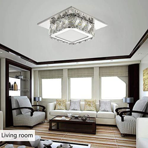 LED-kristallen plafondlamp, kristallen plafondlamp, 12W kristallen kroonluchter voor hal, slaapkamer, keuken, kinderkamer 6000K (bij koud) (enkele laag)