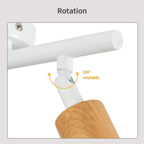 LED-plafondlamp 2 verstelbare spots, houtwitte LED-plafondlamp, plafondverlichting voor binnen voor keuken, woonkamer, slaapkamer, gang, zonder lampen, max. 60W