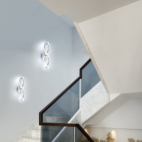 Binnenwandlamp, moderne led-wandlamp 16W 1800LM, koel wit 6500k, gebogen design wandlampen voor slaapkamer trappen woonkamer