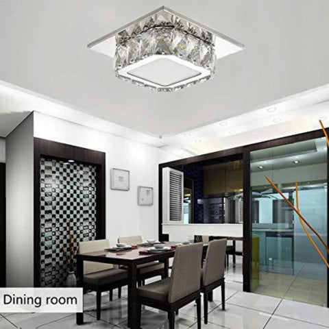 LED-kristallen plafondlamp, kristallen plafondlamp, 12W kristallen kroonluchter voor hal, slaapkamer, keuken, kinderkamer 6000K (bij koud) (enkele laag)