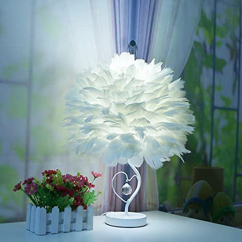 Feather LED-bureaulamp met afstandsbediening, moderne eenvoudige decoratieve tafellamp, creatief bedlampje nachtlampje, geschikt voor kinderkamer studeerbureau