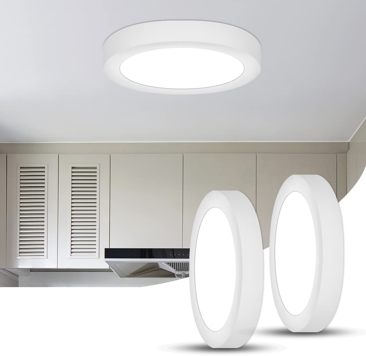 2 stuks LED-plafondlamp, 12W 6000K koel wit, moderne plafondlamp ronde plafondlamp, platte led-plafondlamp voor slaapkamer, woonkamer, eetkamer