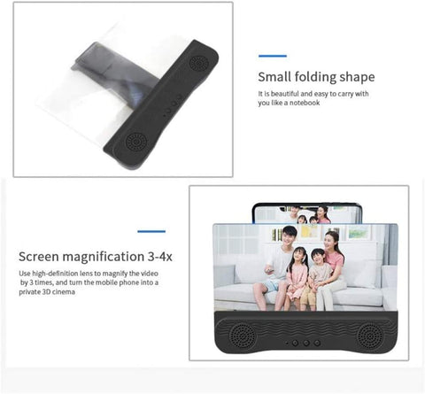Schermvergrootglas met luidspreker voor smartphone, 12 inch 6D HD-projectorscherm voor films, video's en games
