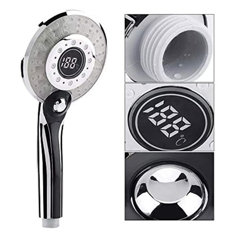 LED-douchekop, LED-douchekop 3 kleuren Temperatuurregeling Handdouche met digitaal temperatuurdisplay Waterbesparende douche 3 modi