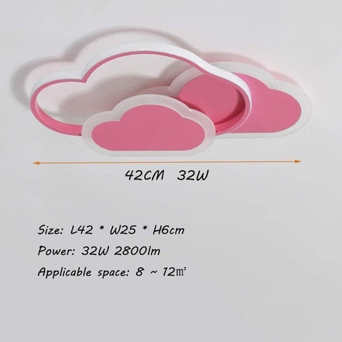32W LED-plafondlamp, creatieve cloud-plafondlamp, afstandsbediening dimbaar 3000K ~ 6000K, L42 * B25 * H6cm ultradunne roze wolk-plafondlamp, voor kinderslaapkamer en woonkamer