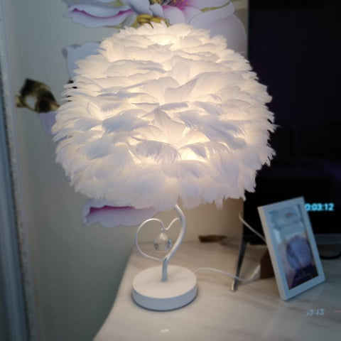 Feather LED-bureaulamp met afstandsbediening, moderne eenvoudige decoratieve tafellamp, creatief bedlampje nachtlampje, geschikt voor kinderkamer studeerbureau
