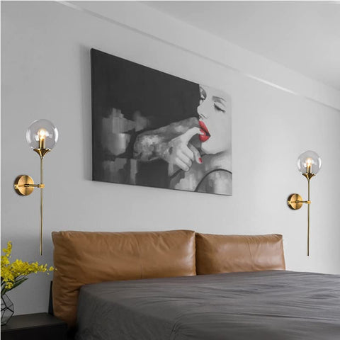 Scandinavische moderne glazen wandlamp E14 goud LED achtergrond wandlamp voor keuken badkamer binnenverlichting home decor (transparant)