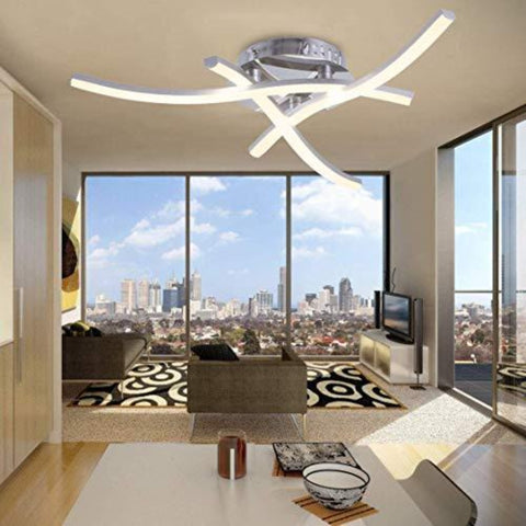 Modern design LED-plafondlamp, golfvormige plafondlamp, 3000k warm wit, geïntegreerde LED's 18W 1.600Lm, moderne kroonluchter voor woonkamer slaapkamer eetkamer