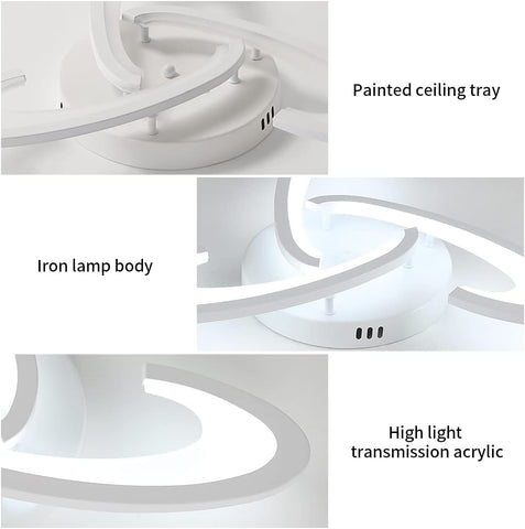 LED-plafondlamp, 36W 3240lm plafondlamp, Shamrock Design-plafondlamp voor slaapkamer, woonkamer, eetkamer, wit acryl, 6500K koel wit licht