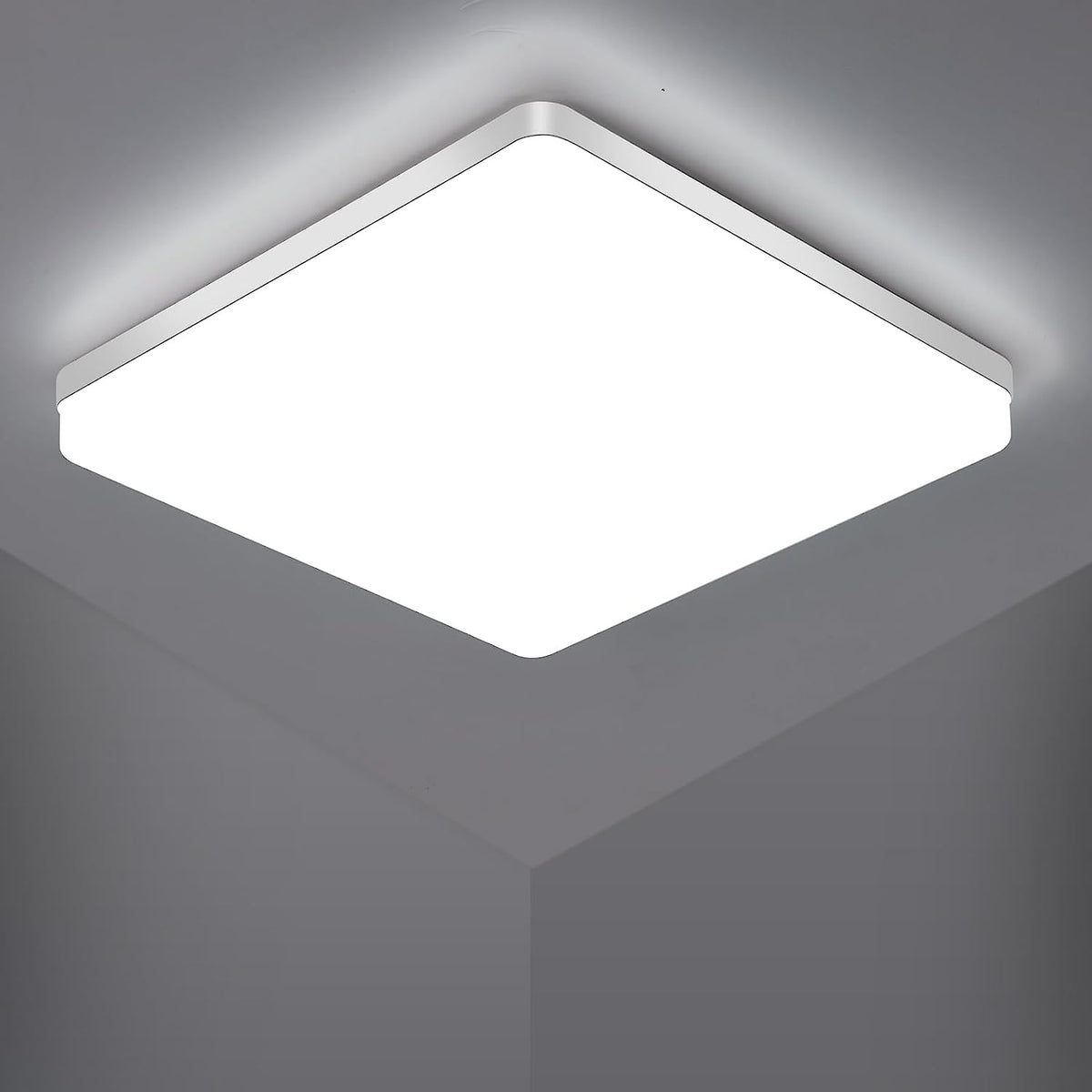 Vierkante LED-plafondlamp, LED-plafondlamp, IP44 LED-plafondlamp, plafondlamp toepasbaar op badkamer, woonkamer, keuken, slaapkamer, gang, balkon 48W 6500K (30x30CM)