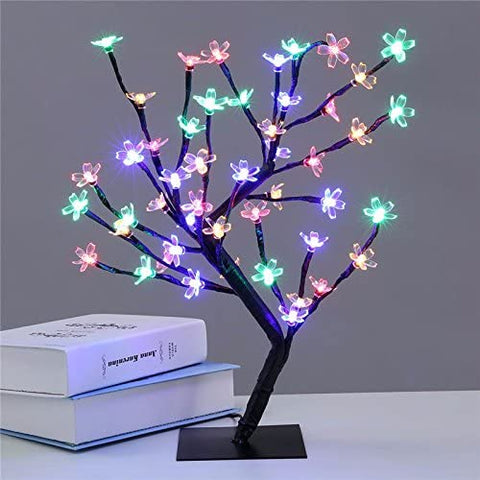 LED-kersenboomlamp, 0,45M 48LED, LED-lichtboom, zwarte takken, voor huisdecoratie (veelkleurig)