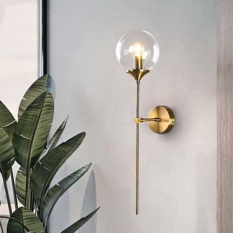 Scandinavische moderne glazen wandlamp E14 goud LED achtergrond wandlamp voor keuken badkamer binnenverlichting home decor (transparant)