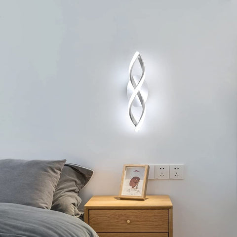 Binnenwandlamp, moderne led-wandlamp 16W 1800LM, koel wit 6500k, gebogen design wandlampen voor slaapkamer trappen woonkamer