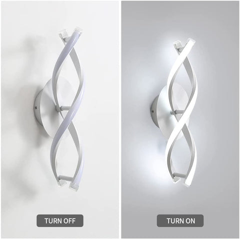 Binnenwandlamp, moderne led-wandlamp 16W 1800LM, koel wit 6500k, gebogen design wandlampen voor slaapkamer trappen woonkamer
