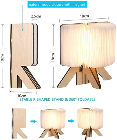 Boek Led-lamp Opvouwbaar Magnetisch Mini Led-papierlamp USB Oplaadbaar 2 kleurmodi 1700mAh Kindernachtlampje voor kinderen, vriendin, cadeau, ouders, woondecoratie