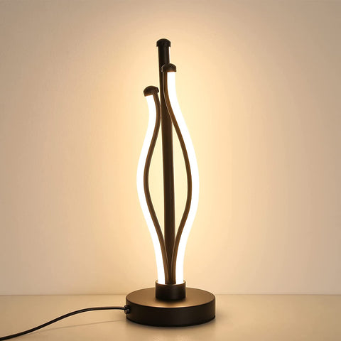 LED-bureaulamp, warmlichtcurve-leeslamp met aansluitsnoer, moderne bedlamp voor woonkamer, logeerkamer, dressoirtafeldecor