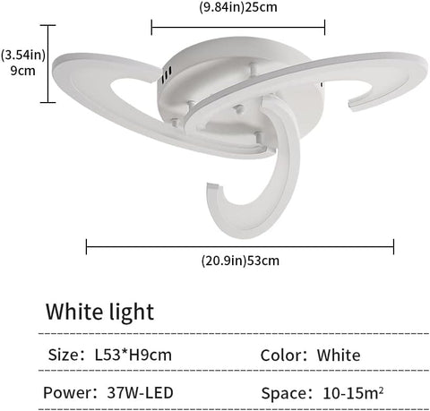 LED-plafondlamp, 36W 3240lm plafondlamp, Shamrock Design-plafondlamp voor slaapkamer, woonkamer, eetkamer, wit acryl, 6500K koel wit licht