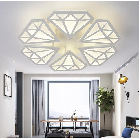 Moderne LED-plafondlamp, 60W diamanten woonkamer plafondlamp, plafondkroonluchter voor slaapkamer woonkamer eetkamer (warm wit licht 6 koppen)