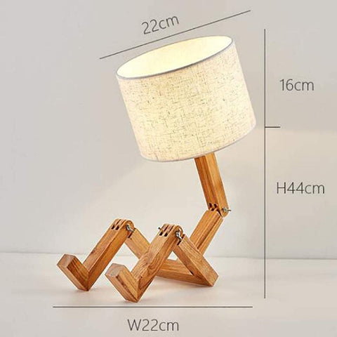 Moderne robotvorm creatieve tafellamp houten LED-bureaulamp slaapkamer woonkamer studeerkamer nachtkastje opvouwbaar nachtlampje E27