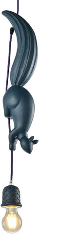 Hars Eekhoorn Kroonluchterlamp, Moderne Industriële Hangende Dierenlamp voor Kinderkamer Keuken Verlichtingsarmaturen-Blauw