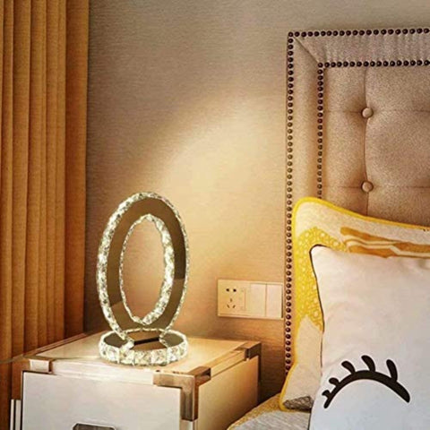 Glazen tafellampen, LED moderne roestvrijstalen bedlampen, 12W ronde bureaulamp, warm wit licht