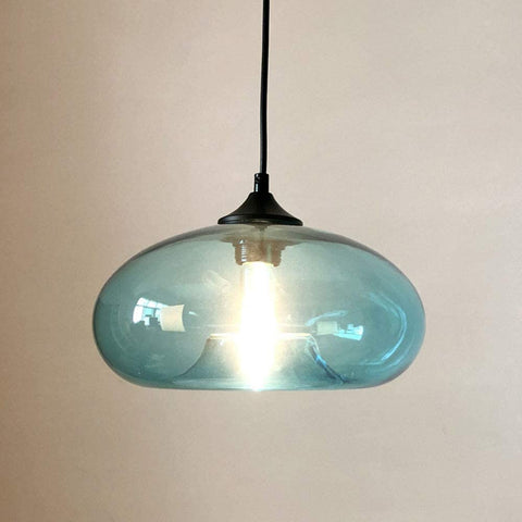 Moderne glazen hangende kleurrijke hanglamp voor woonkamer, bar, keuken, restaurant, café, eetkamer, Scandinavische huisverlichtingsarmaturen (blauwe kleur)