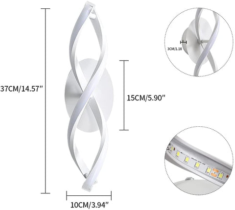 Binnenwandlamp, moderne led-wandlamp 16W 1800LM, koel wit 6500k, gebogen design wandlampen voor slaapkamer trappen woonkamer
