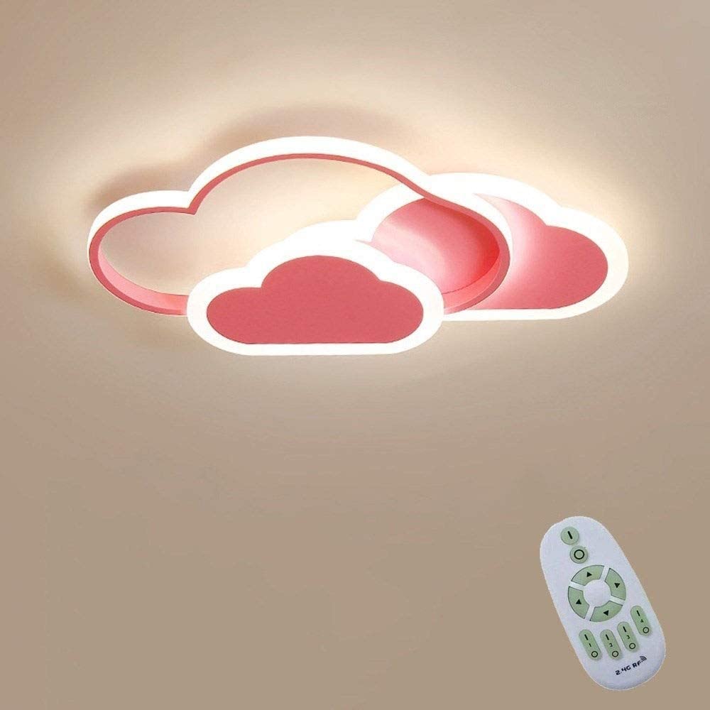 32W LED-plafondlamp, creatieve cloud-plafondlamp, afstandsbediening dimbaar 3000K ~ 6000K, L42 * B25 * H6cm ultradunne roze wolk-plafondlamp, voor kinderslaapkamer en woonkamer