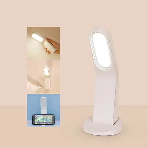 LED-bureaulamp, dimbare bedlamp, 10 helderheidsniveaus, flexibele oogbescherming met aanraakbediening, bureaulamp met USB-poort, magnetische designwandlamp