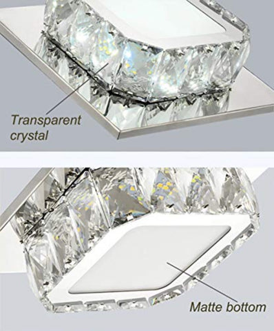 LED-kristallen plafondlamp, kristallen plafondlamp, 12W kristallen kroonluchter voor hal, slaapkamer, keuken, kinderkamer 6000K (bij koud) (enkele laag)