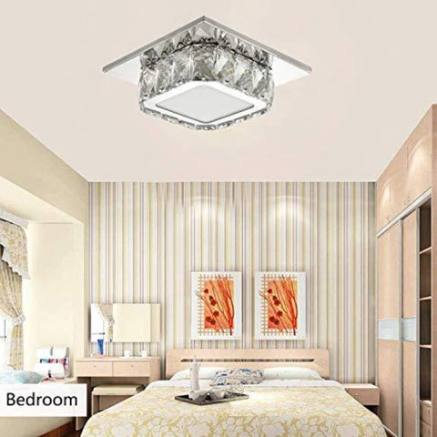 LED-kristallen plafondlamp, kristallen plafondlamp, 12W kristallen kroonluchter voor hal, slaapkamer, keuken, kinderkamer 6000K (bij koud) (enkele laag)