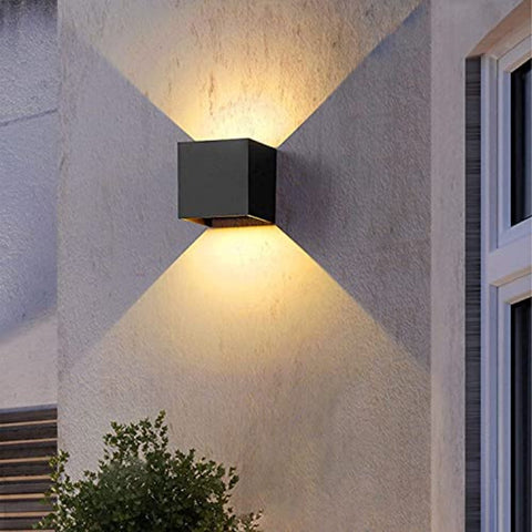 2 stuks buiten LED-wandlampen, 12W binnenwandlampen met verstelbare hoek buitenmuurverlichting, waterdichte IP65 moderne wandlamp voor woonkamer, slaapkamer (zwart) warm wit 3000K
