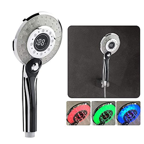 LED-douchekop, LED-douchekop 3 kleuren Temperatuurregeling Handdouche met digitaal temperatuurdisplay Waterbesparende douche 3 modi