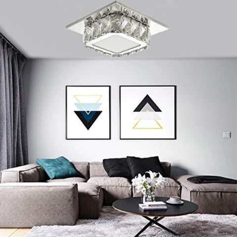 LED-kristallen plafondlamp, kristallen plafondlamp, 12W kristallen kroonluchter voor hal, slaapkamer, keuken, kinderkamer 6000K (bij koud) (enkele laag)