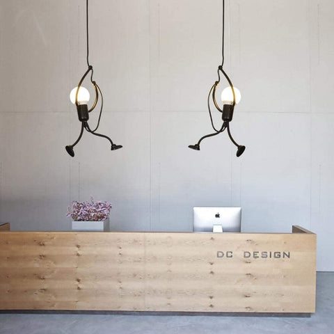 Kroonluchters voor kinderkamers, moderne ijzeren hanglampen voor huisdecoratie, woonkamer, slaapkamer restaurant, E27 [Energie-efficiëntieklasse A+] Nero - 3 Pezzo